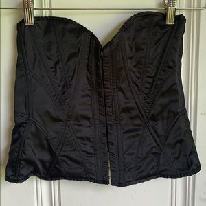 Black satin fashion corset with sheer back